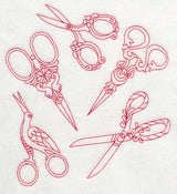 Antique Scissors Medley (Redwork)