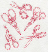 Antique Scissors Medley (Redwork)