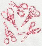 Antique Scissors Medley (Redwork)