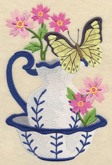 Pitcher and Bowl with Butterfly