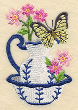 Pitcher and Bowl with Butterfly