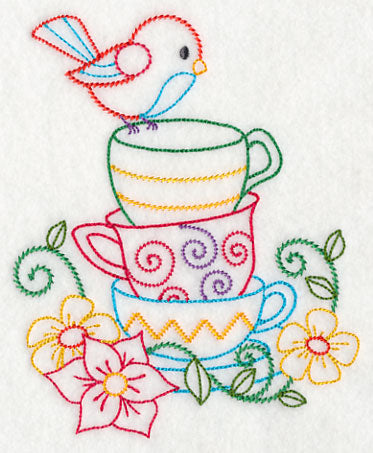 Stacked Cups with Perching Bird (Vintage)