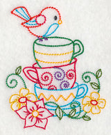 Stacked Cups with Perching Bird (Vintage)