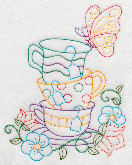 Stacked Cups with Perching Butterfly (Vintage)