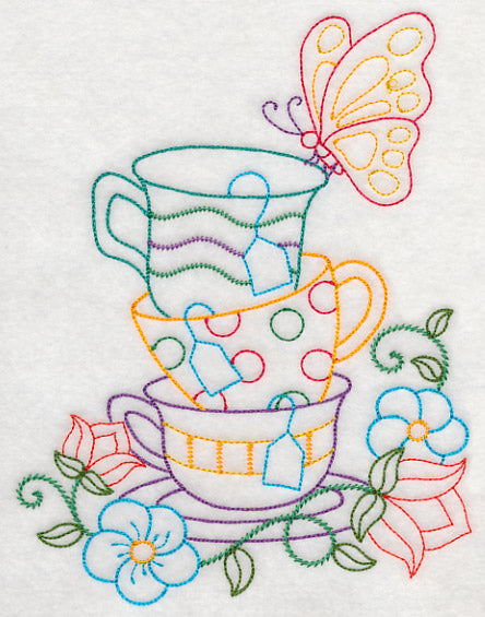 Stacked Cups with Perching Butterfly (Vintage)