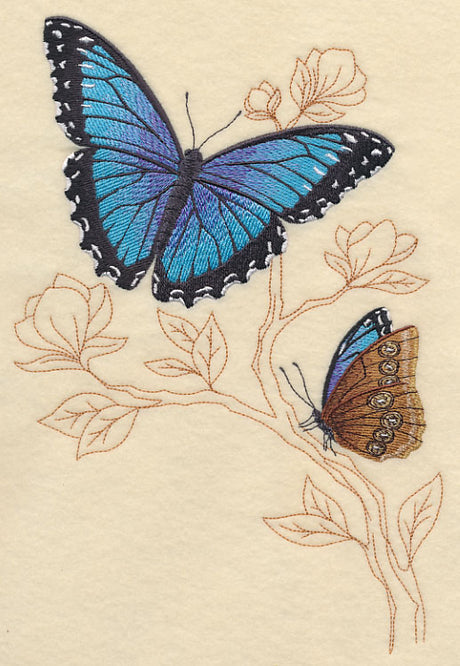 Blue Morpho with Delicate Branches