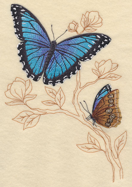 Blue Morpho with Delicate Branches