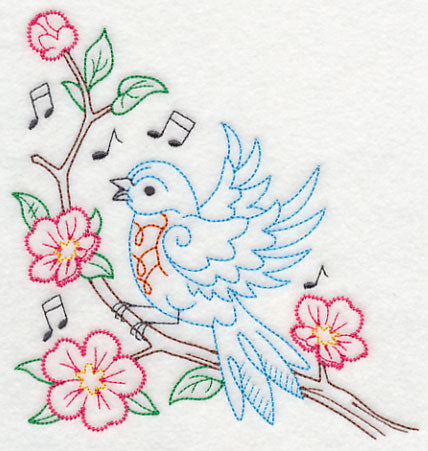 Singing Bluebird on Branch 1 (Vintage)