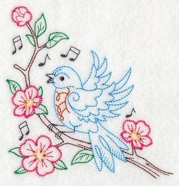 Singing Bluebird on Branch 1 (Vintage)
