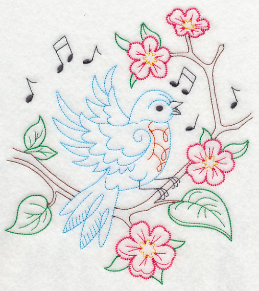 Singing Bluebird on Branch 2 (Vintage)