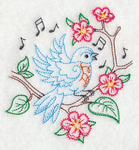 Singing Bluebird on Branch 2 (Vintage)
