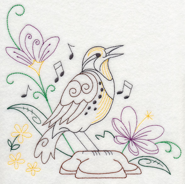 Singing Meadowlark on Rock 1 (Vintage)