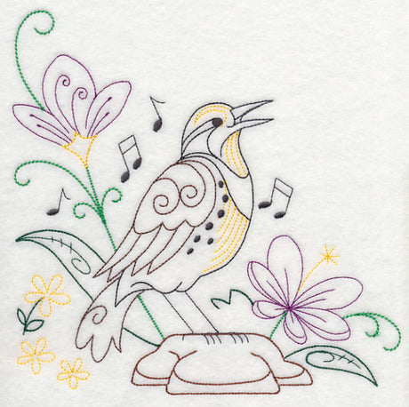 Singing Meadowlark on Rock 1 (Vintage)