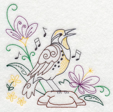 Singing Meadowlark on Rock 1 (Vintage)