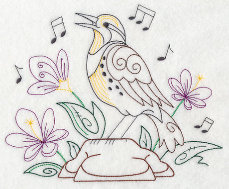 Singing Meadowlark on Rock 2 (Vintage)