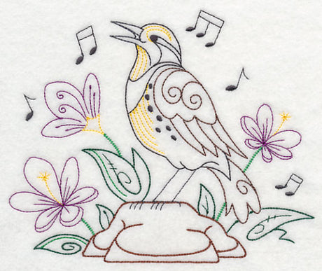 Singing Meadowlark on Rock 2 (Vintage)