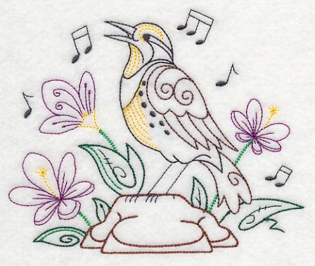 Singing Meadowlark on Rock 2 (Vintage)