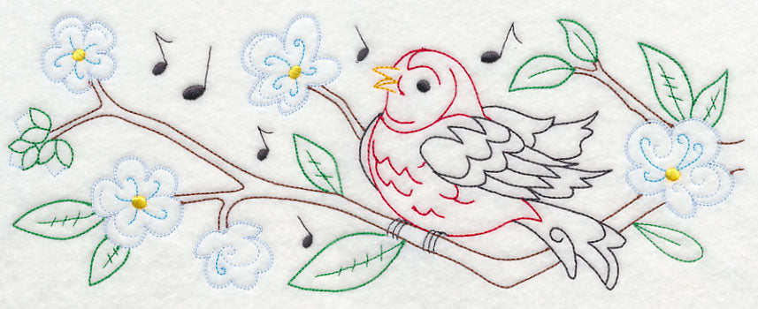 Singing Scarlet Tanager Border (Vintage)