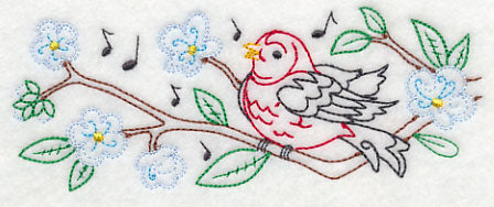 Singing Scarlet Tanager Border (Vintage)