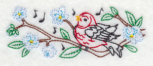 Singing Scarlet Tanager Border (Vintage)