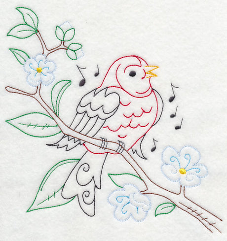 Singing Scarlet Tanager on Branch 1 (Vintage)