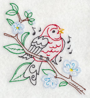 Singing Scarlet Tanager on Branch 1 (Vintage)