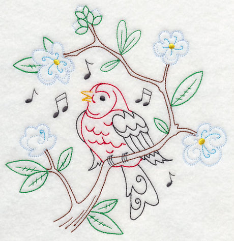 Singing Scarlet Tanager on Branch 2 (Vintage)