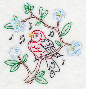 Singing Scarlet Tanager on Branch 2 (Vintage)