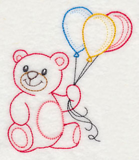 Teddy Bear with Balloon Bunch (Vintage)