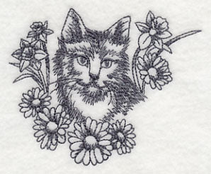 Kitten in Flowers