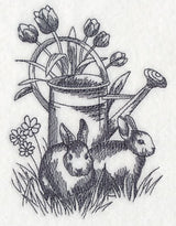 Bunnies and Watering Can
