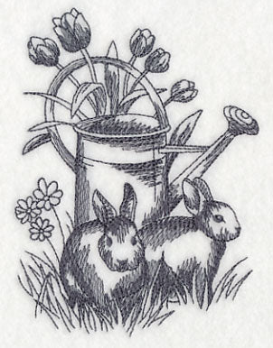 Bunnies and Watering Can