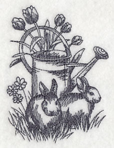 Bunnies and Watering Can