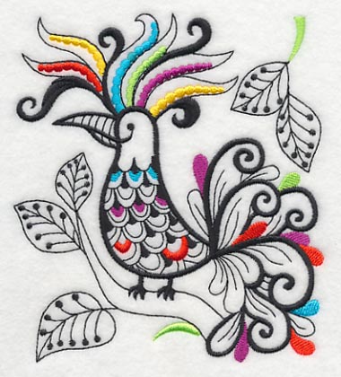 Wild Whimsy Bird 1 (Blackwork)