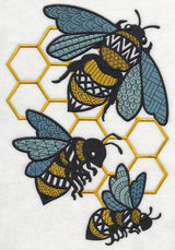 Busy Bees and Honeycomb (Blackwork)