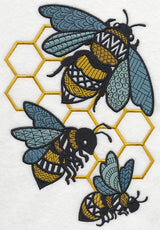 Busy Bees and Honeycomb (Blackwork)