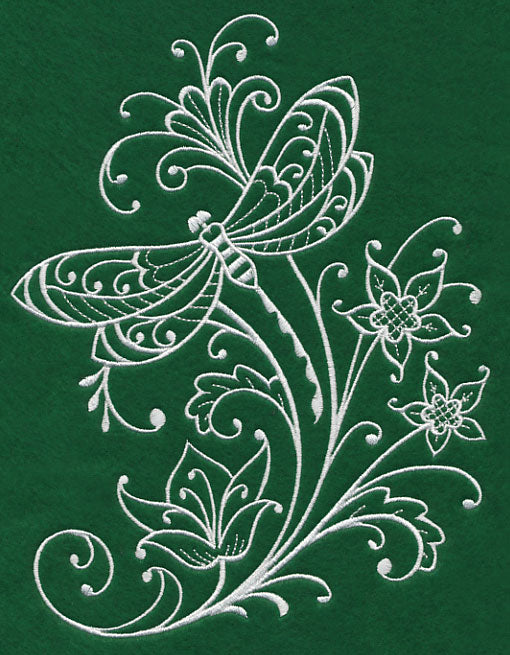 Spring Whitework Dragonfly