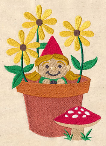 Garden Gnome in Flowerpot