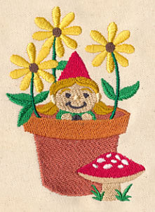 Garden Gnome in Flowerpot