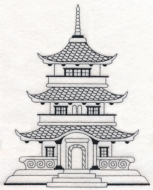 Japanese Pagoda (Blackwork)