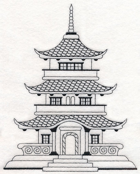 Japanese Pagoda (Blackwork)