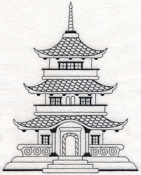 Japanese Pagoda (Blackwork)