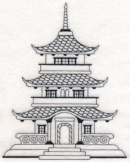 Japanese Pagoda (Blackwork)