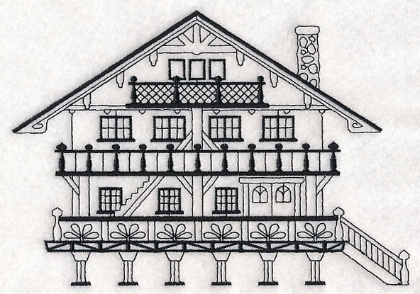 Swiss Chalet (Blackwork)
