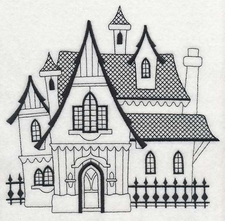 Storybook Gothic House (Blackwork)