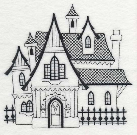 Storybook Gothic House (Blackwork)