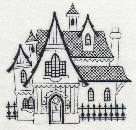 Storybook Gothic House (Blackwork)