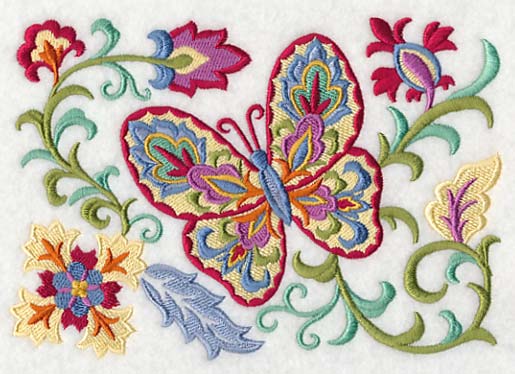 Suzani Butterfly with Flowers