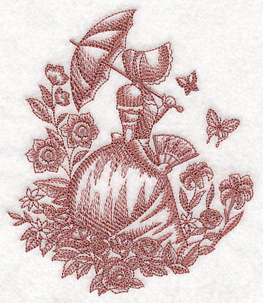 Umbrella Girl in Garden (Toile)