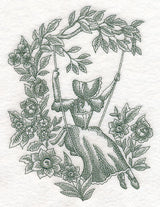 Umbrella Girl on Swing (Toile)